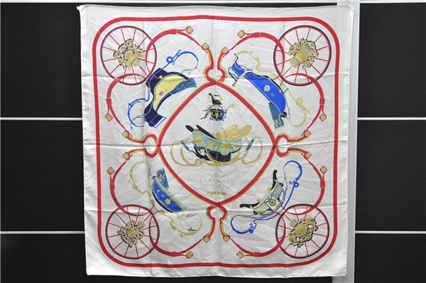 Authentic HERMES Carre 90 Scarf "SPRINGS" Silk Ivory 2643E