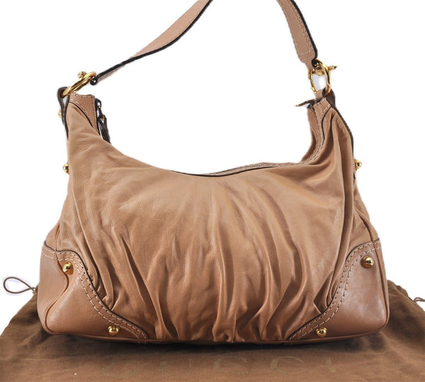 Authentic GUCCI Vintage Jockey Shoulder Hand Bag Leather 211966 Brown 2643F
