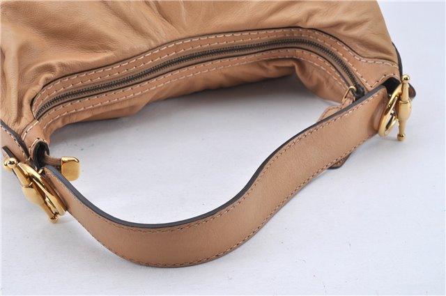 Authentic GUCCI Vintage Jockey Shoulder Hand Bag Leather 211966 Brown 2643F