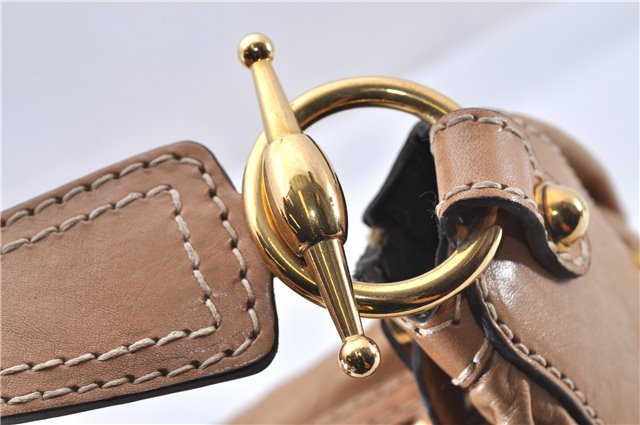 Authentic GUCCI Vintage Jockey Shoulder Hand Bag Leather 211966 Brown 2643F