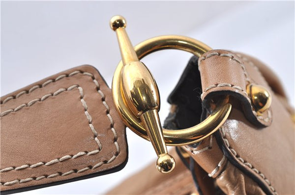Authentic GUCCI Vintage Jockey Shoulder Hand Bag Leather 211966 Brown 2643F