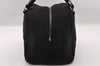 Authentic CHANEL Cotton Leather CoCo Mark Chain Hand Bag Purse Black 2644I