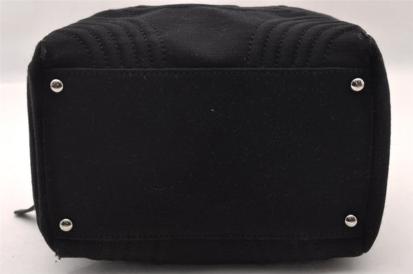 Authentic CHANEL Cotton Leather CoCo Mark Chain Hand Bag Purse Black 2644I