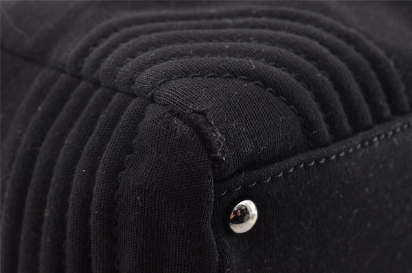 Authentic CHANEL Cotton Leather CoCo Mark Chain Hand Bag Purse Black 2644I