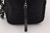 Authentic CHANEL Cotton Leather CoCo Mark Chain Hand Bag Purse Black 2644I