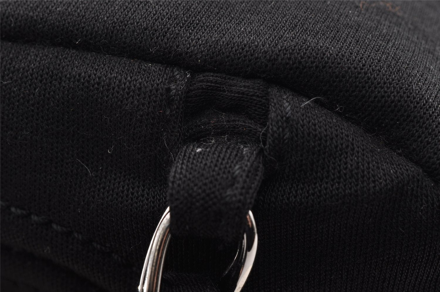 Authentic CHANEL Cotton Leather CoCo Mark Chain Hand Bag Purse Black 2644I