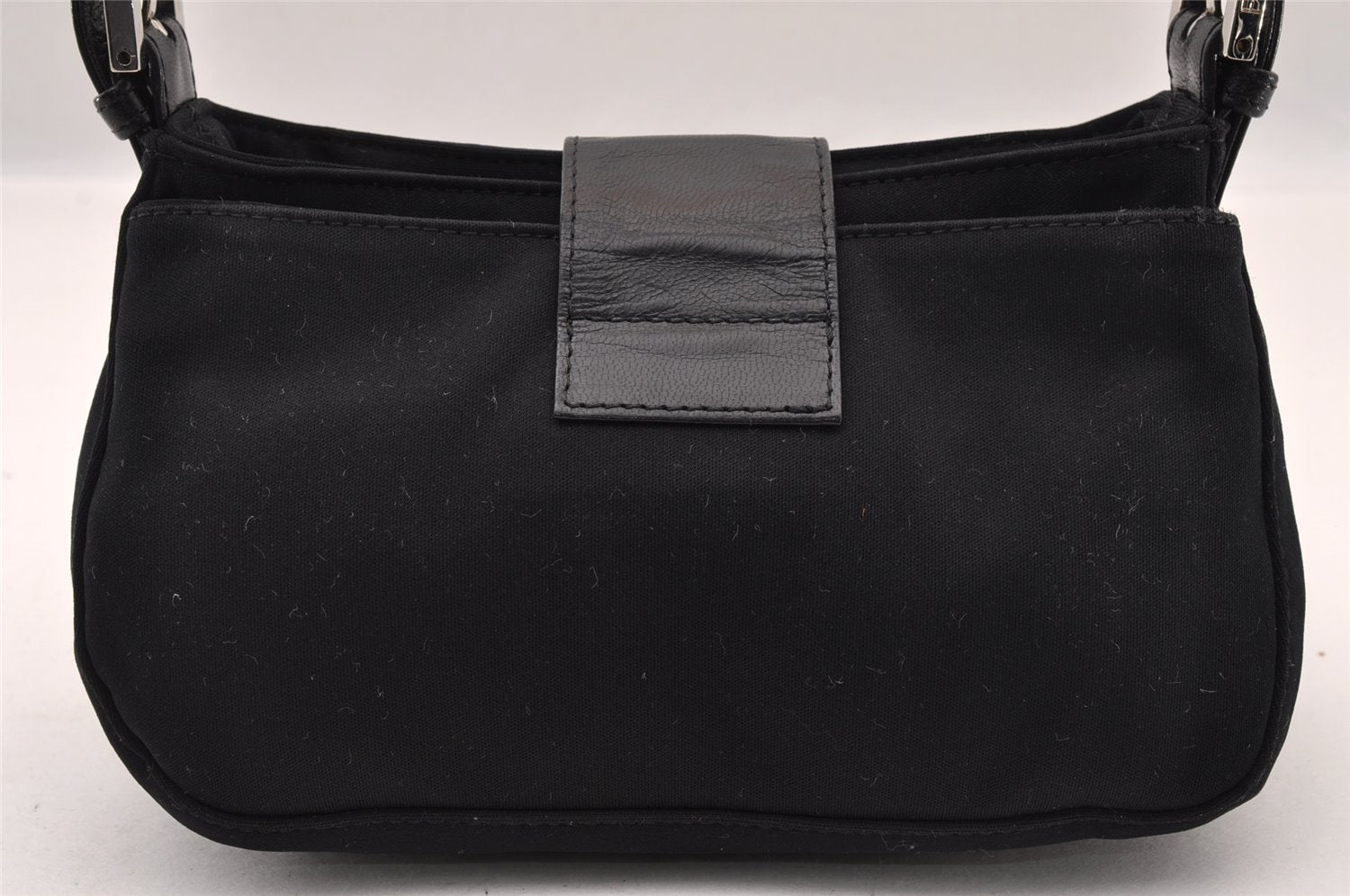 Authentic FENDI Vintage Shoulder Hand Bag Purse Jersey Leather Black 2645I