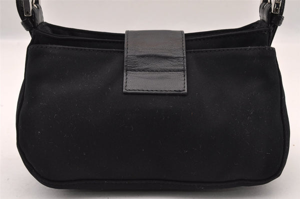 Authentic FENDI Vintage Shoulder Hand Bag Purse Jersey Leather Black 2645I