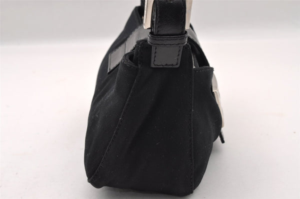 Authentic FENDI Vintage Shoulder Hand Bag Purse Jersey Leather Black 2645I