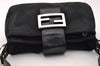 Authentic FENDI Vintage Shoulder Hand Bag Purse Jersey Leather Black 2645I