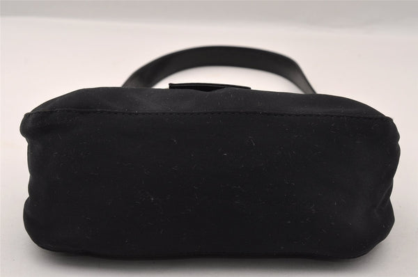 Authentic FENDI Vintage Shoulder Hand Bag Purse Jersey Leather Black 2645I