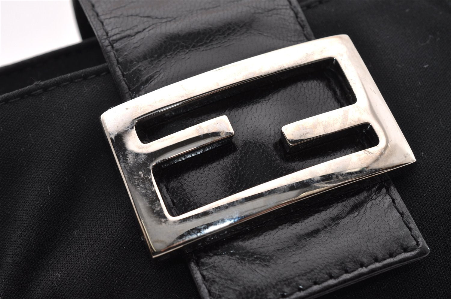 Authentic FENDI Vintage Shoulder Hand Bag Purse Jersey Leather Black 2645I