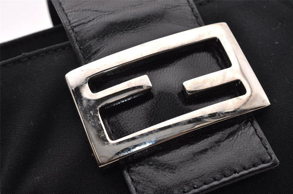 Authentic FENDI Vintage Shoulder Hand Bag Purse Jersey Leather Black 2645I