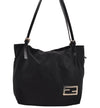 Authentic FENDI Vintage Jersey Leather Shoulder Tote Bag Purse Black 2646I