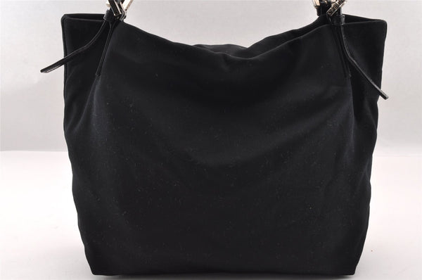 Authentic FENDI Vintage Jersey Leather Shoulder Tote Bag Purse Black 2646I