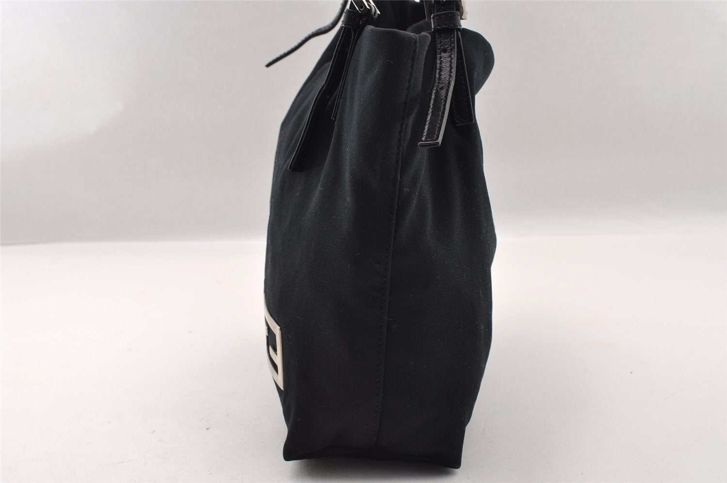 Authentic FENDI Vintage Jersey Leather Shoulder Tote Bag Purse Black 2646I