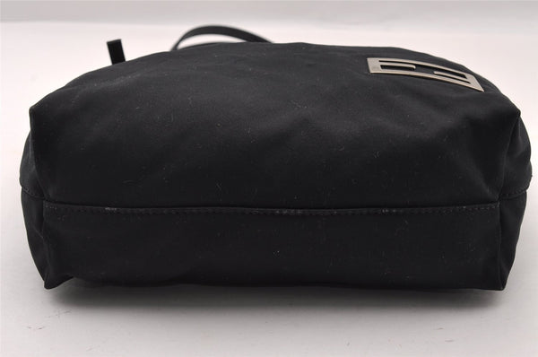 Authentic FENDI Vintage Jersey Leather Shoulder Tote Bag Purse Black 2646I