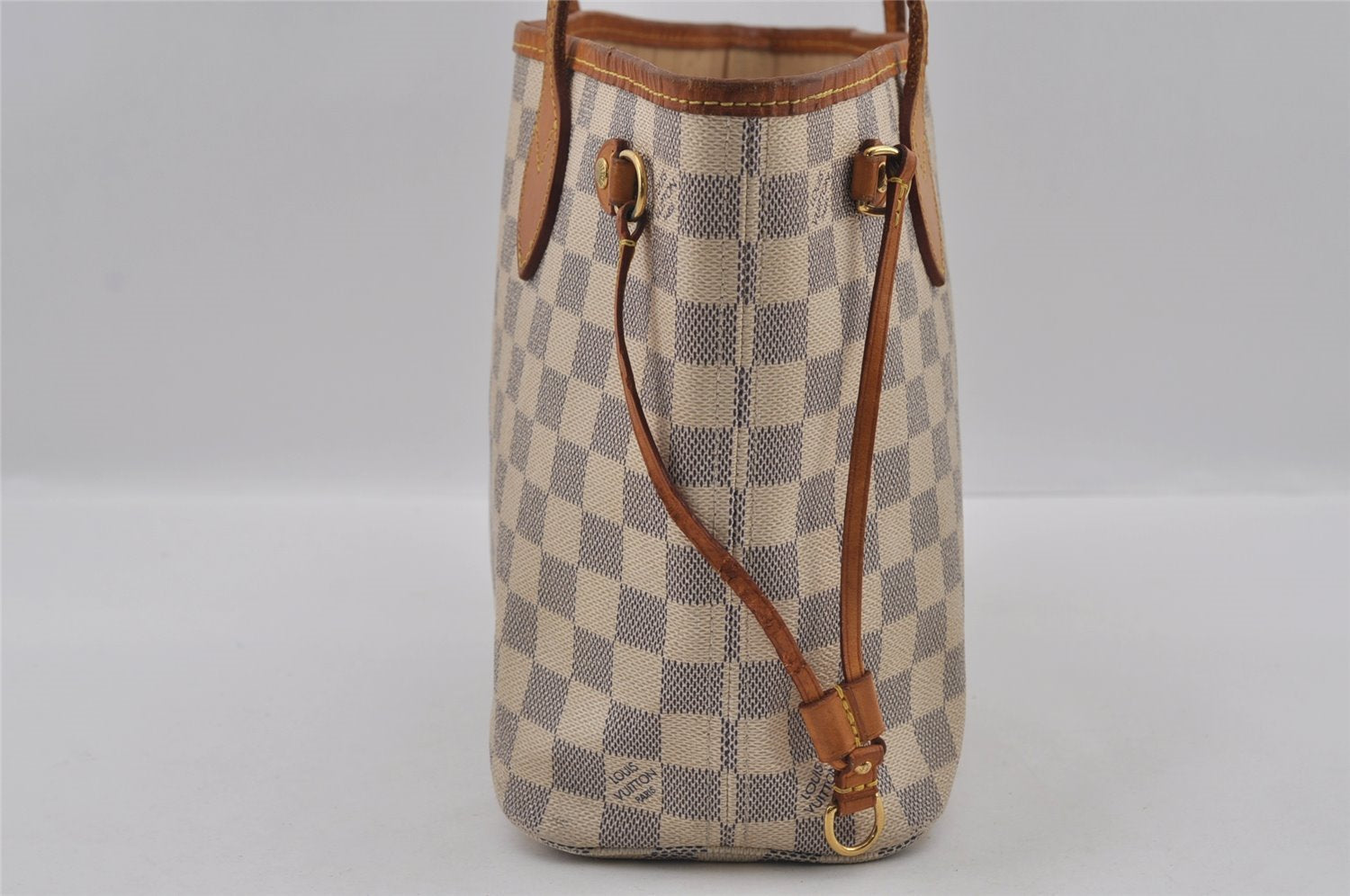 Authentic Louis Vuitton Damier Azur Neverfull PM Tote Bag N51110 LV 2647I