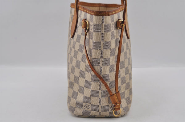 Authentic Louis Vuitton Damier Azur Neverfull PM Tote Bag N51110 LV 2647I