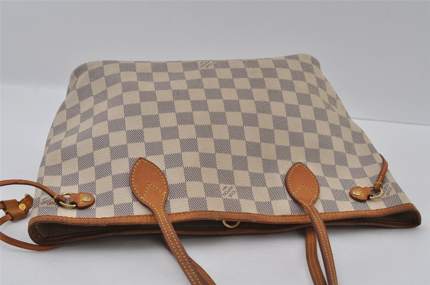 Authentic Louis Vuitton Damier Azur Neverfull PM Tote Bag N51110 LV 2647I