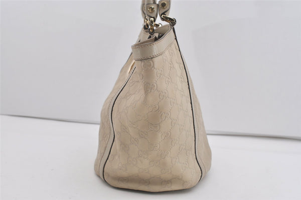 Authentic GUCCI Guccissima Abbey Shoulder Tote Bag GG Leather 211982 White 2649I