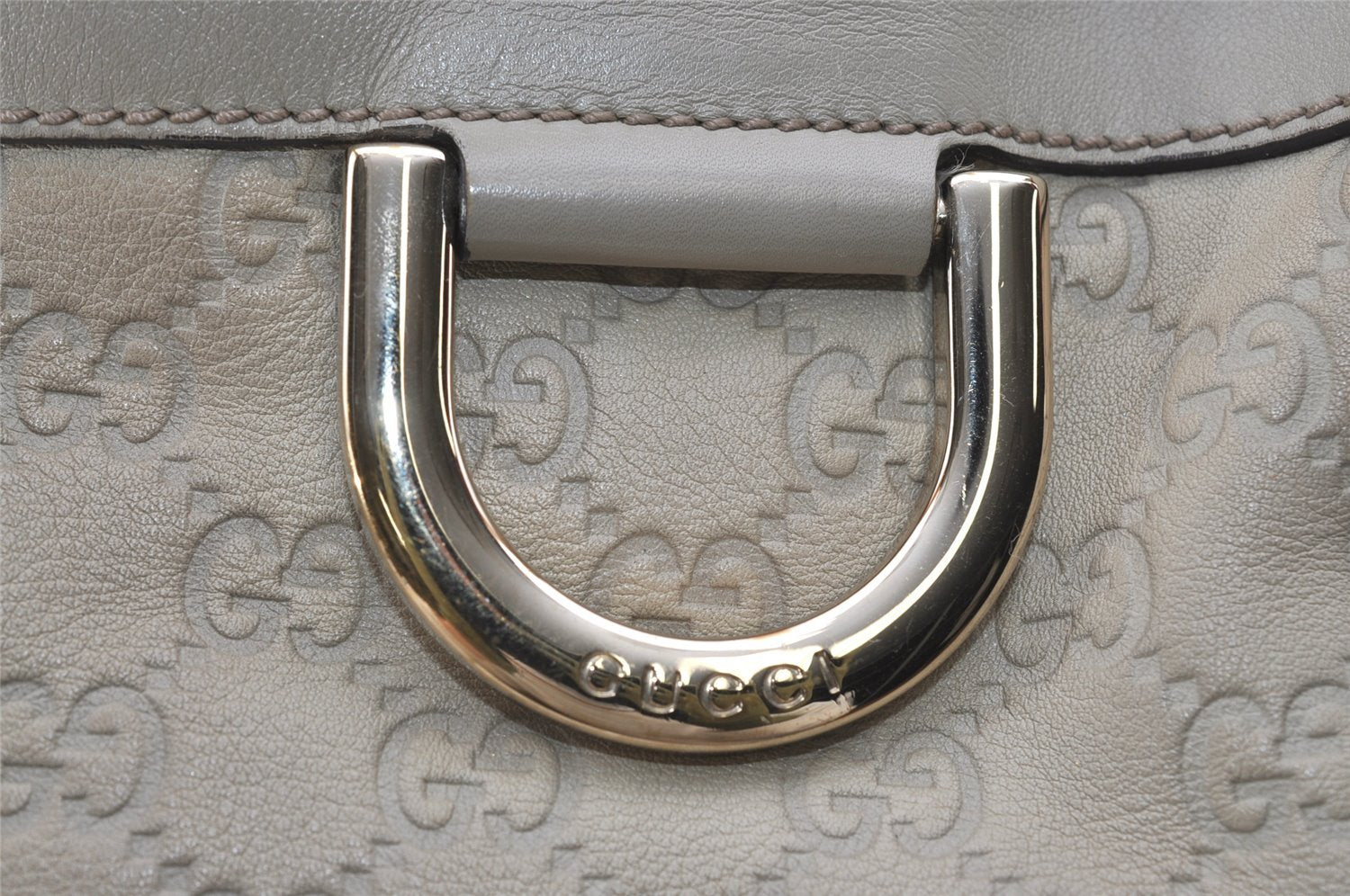Authentic GUCCI Guccissima Abbey Shoulder Tote Bag GG Leather 211982 White 2649I