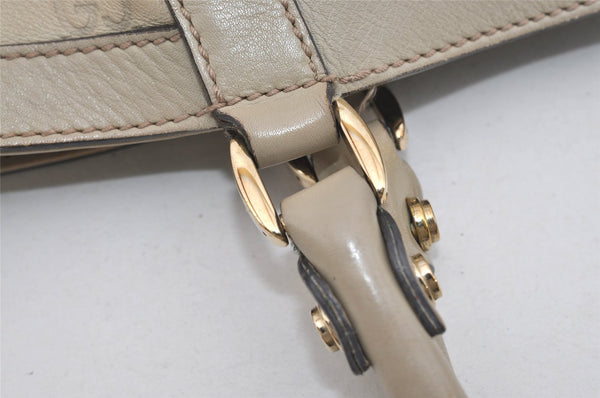 Authentic GUCCI Guccissima Abbey Shoulder Tote Bag GG Leather 211982 White 2649I