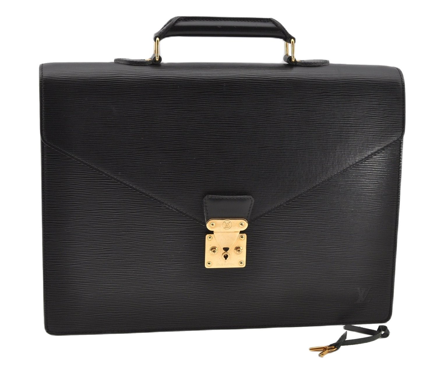 Auth Louis Vuitton Epi Serviette Ambassadeur Black Briefcase M54412 LV 2651G