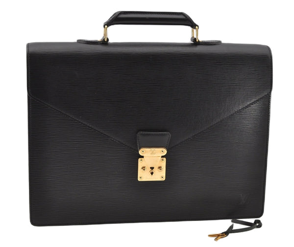 Auth Louis Vuitton Epi Serviette Ambassadeur Black Briefcase M54412 LV 2651G
