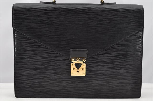 Auth Louis Vuitton Epi Serviette Ambassadeur Black Briefcase M54412 LV 2651G