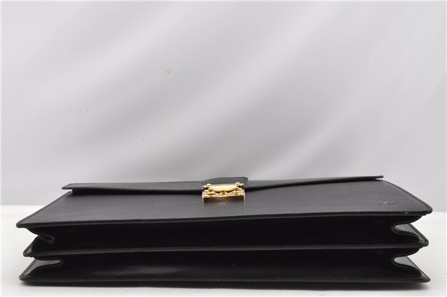 Auth Louis Vuitton Epi Serviette Ambassadeur Black Briefcase M54412 LV 2651G