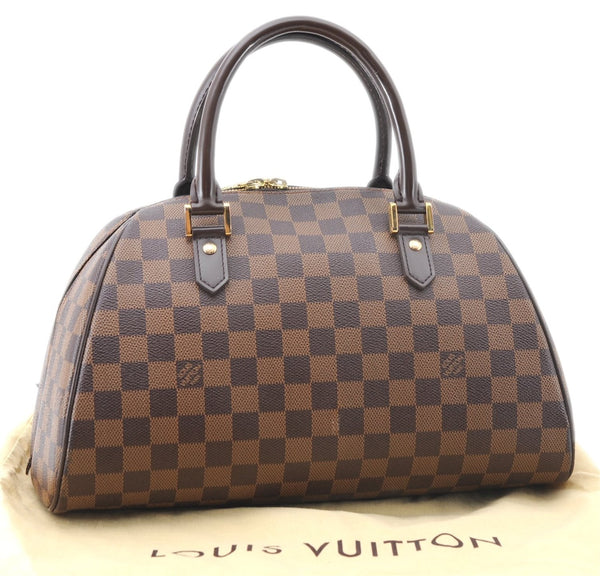 Authentic Louis Vuitton Damier Ribera MM Hand Boston Bag Purse N41434 LV 2652F