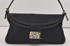 Authentic FENDI Mamma Baguette Shoulder Hand Bag Canvas Leather Navy Blue 2652I