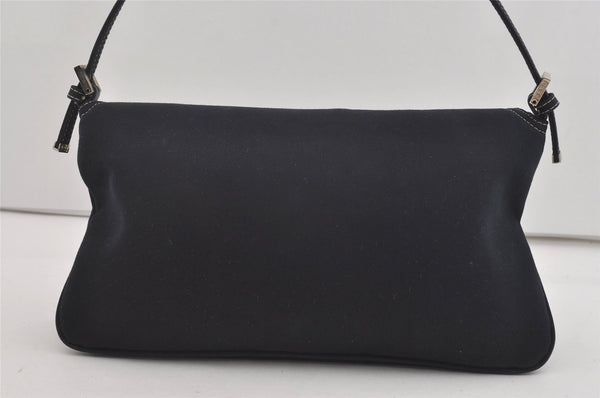 Authentic FENDI Mamma Baguette Shoulder Hand Bag Canvas Leather Navy Blue 2652I