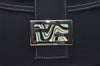 Authentic FENDI Mamma Baguette Shoulder Hand Bag Canvas Leather Navy Blue 2652I