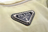 Authentic PRADA Nylon Tessuto Leather Shoulder Hand Bag Ivory Black 2654E