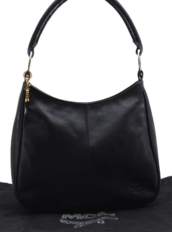 Authentic MCM Leather Vintage Shoulder Hand Bag Purse Black 2657E