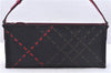 Authentic BURBERRY Nylon Leather Shoulder Hand Bag Black Red 2658E