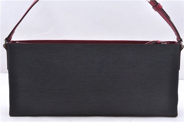 Authentic BURBERRY Nylon Leather Shoulder Hand Bag Black Red 2658E