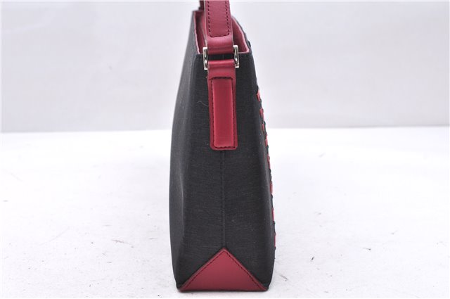 Authentic BURBERRY Nylon Leather Shoulder Hand Bag Black Red 2658E