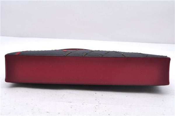Authentic BURBERRY Nylon Leather Shoulder Hand Bag Black Red 2658E