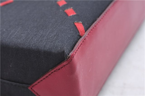 Authentic BURBERRY Nylon Leather Shoulder Hand Bag Black Red 2658E