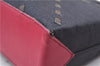 Authentic BURBERRY Nylon Leather Shoulder Hand Bag Black Red 2658E