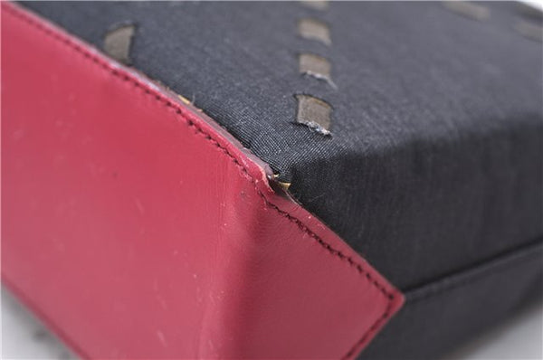 Authentic BURBERRY Nylon Leather Shoulder Hand Bag Black Red 2658E