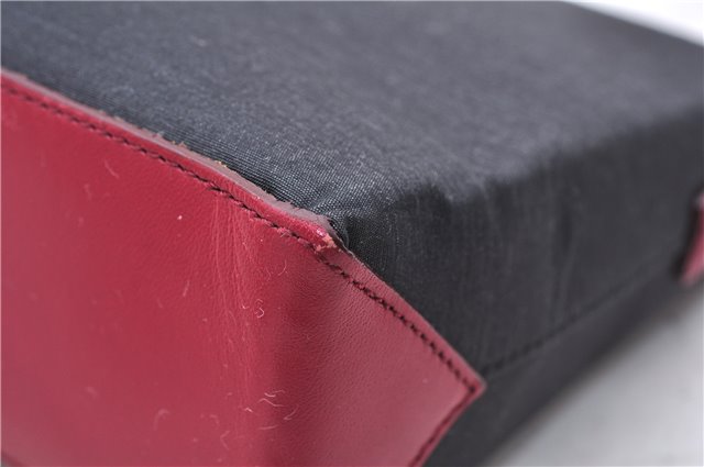 Authentic BURBERRY Nylon Leather Shoulder Hand Bag Black Red 2658E