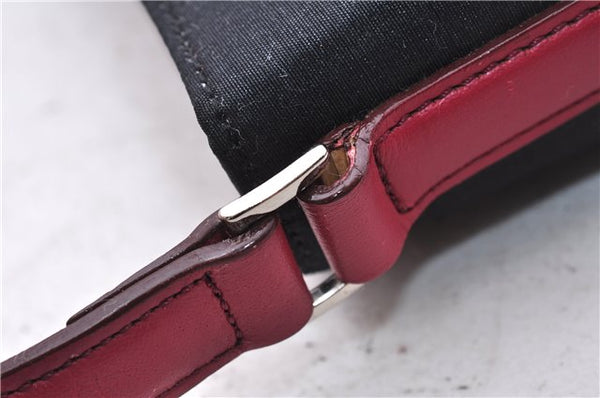 Authentic BURBERRY Nylon Leather Shoulder Hand Bag Black Red 2658E