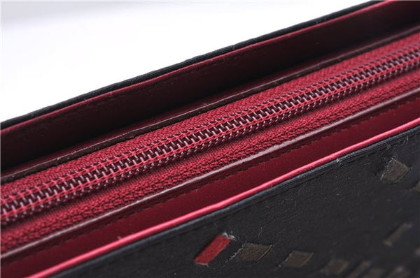 Authentic BURBERRY Nylon Leather Shoulder Hand Bag Black Red 2658E
