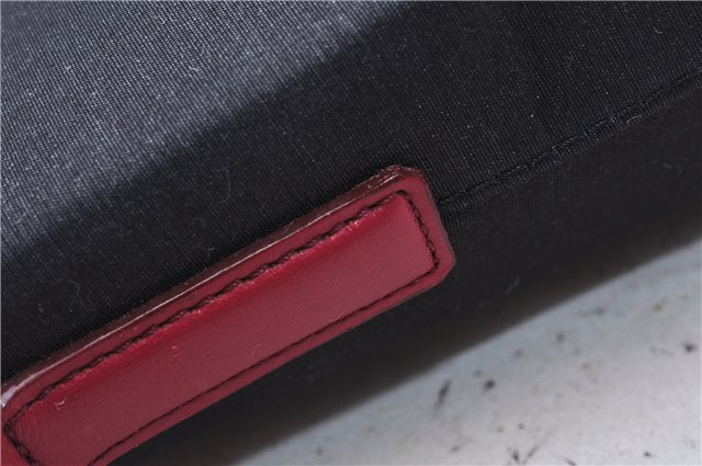 Authentic BURBERRY Nylon Leather Shoulder Hand Bag Black Red 2658E