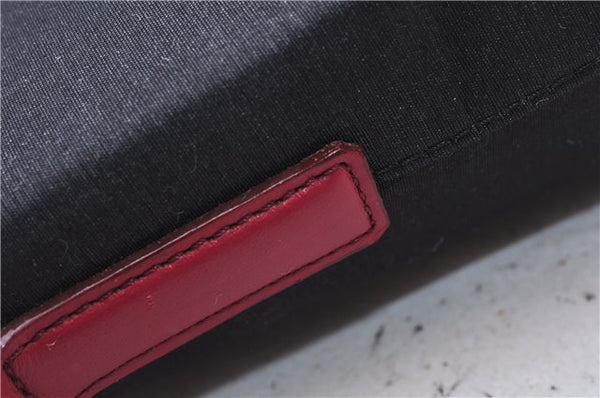 Authentic BURBERRY Nylon Leather Shoulder Hand Bag Black Red 2658E