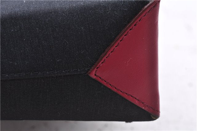 Authentic BURBERRY Nylon Leather Shoulder Hand Bag Black Red 2658E